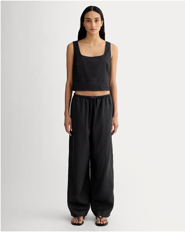 [Image]The Drawstring Pant in Linen | Black