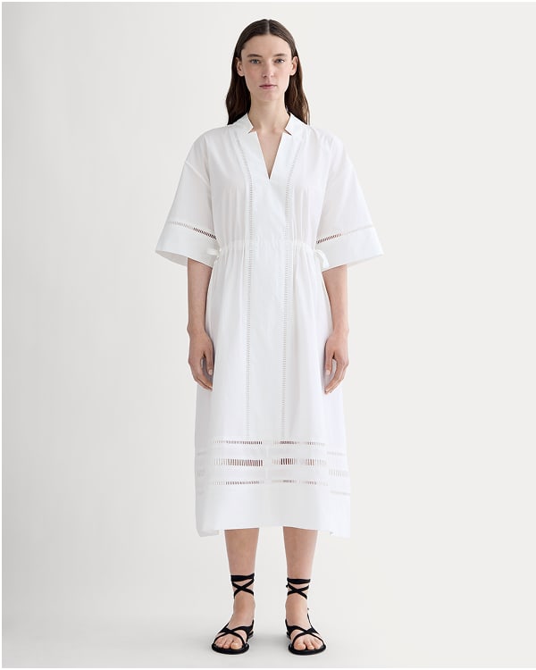 [Image]The Lace Trim Caftan Dress | White