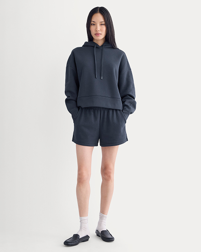 Image | Cropped Luxe Fleece Hoodie | Navy