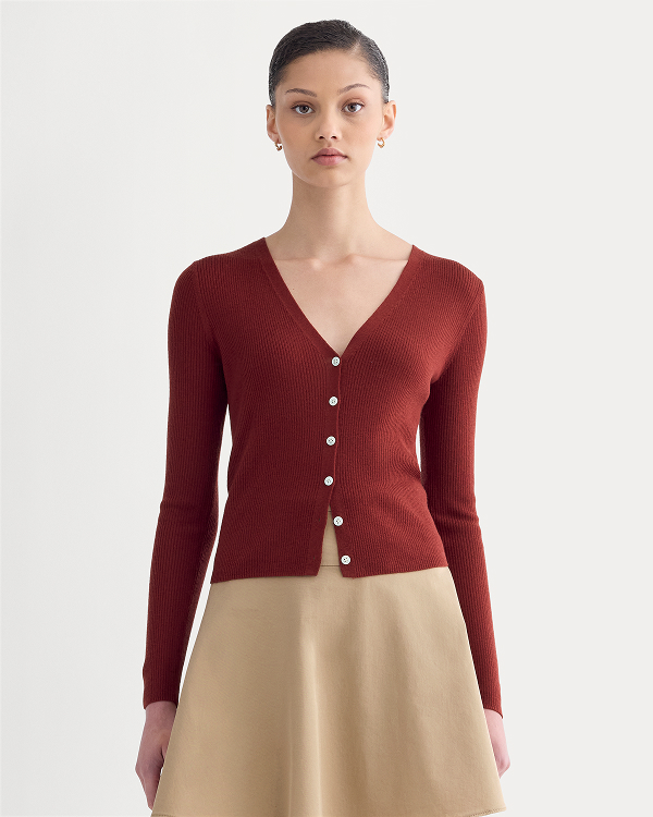Image | The Cardigan in Ultrasoft Merino | Merlot