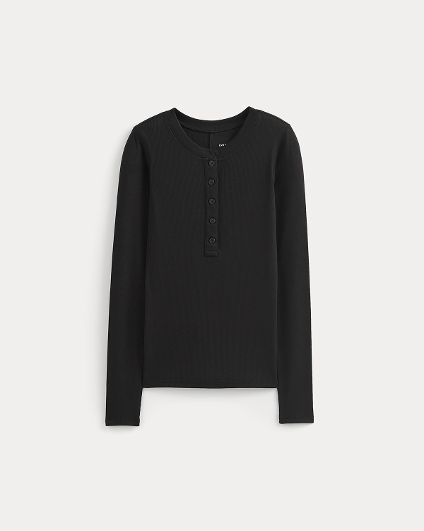  Image | The Luxe Rib Henley | Black 