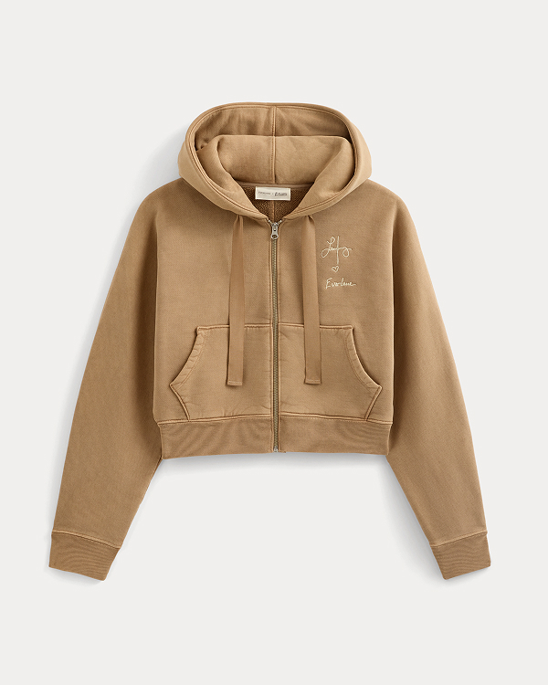 Image | Everlane x The Laufey Foundation Cropped Full-Zip Hoodie | Weathered Clay