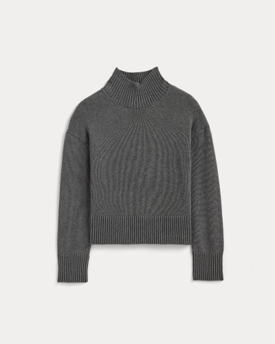 Image | The Boxy Turtleneck in Everyday Cotton | Heathered Charcoal
