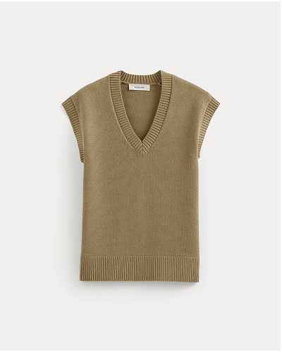 Image | The Boxy Vest in Everyday Cotton | Dark Heathered Camel