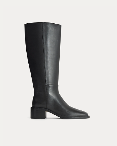 Image | Leather Knee-High City Boot | Black