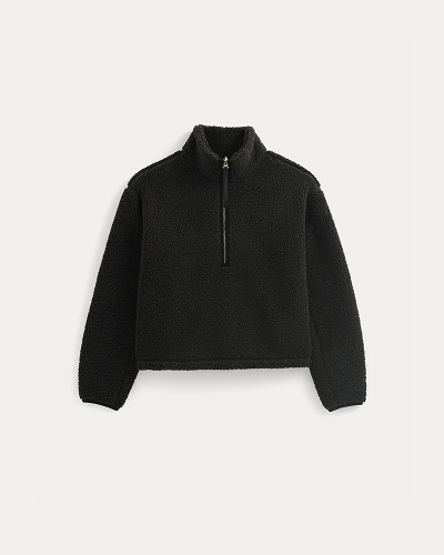 Image | Reversible Teddy Half-Zip Pullover | Black