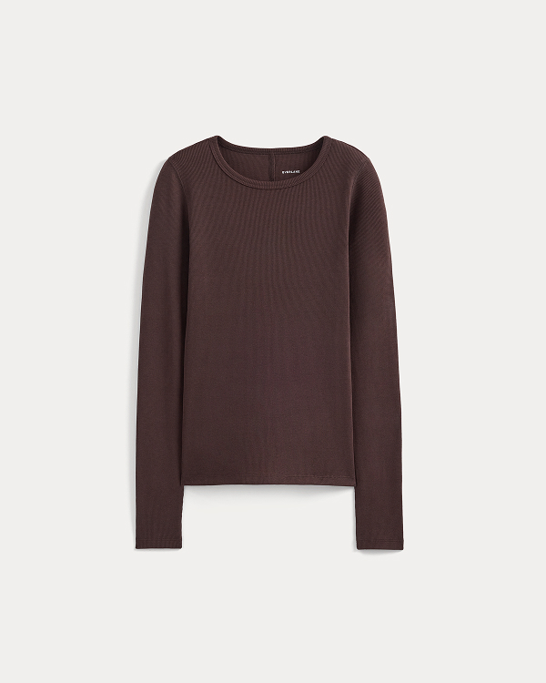  Image | The Luxe Rib Long-Sleeve Crew | Coffee Bean