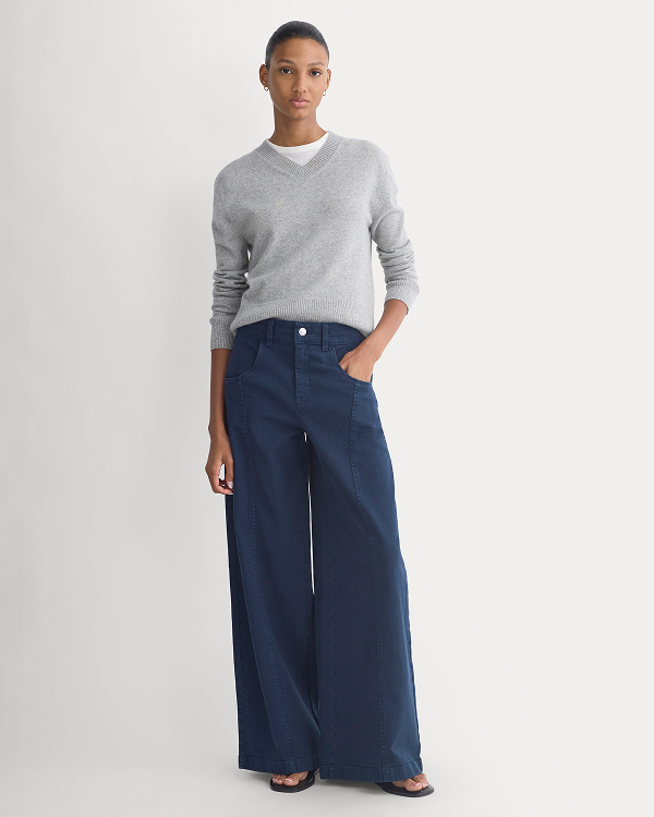 Image | Model | The Utility Seamed Wide-Leg Pant | Navy