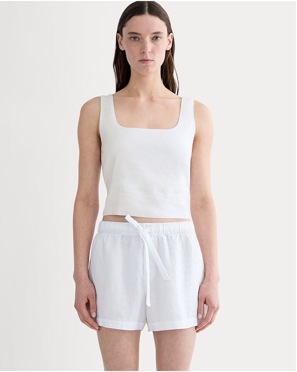 [Image]The Drawstring Boxer Short in Linen | White