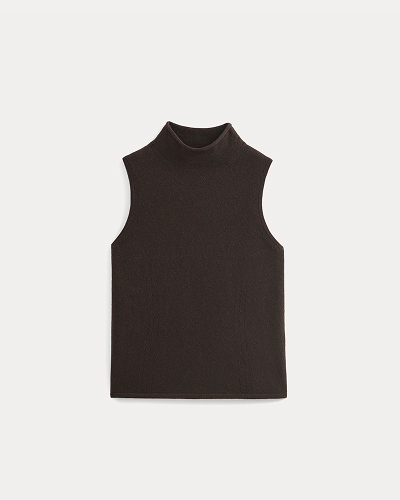 Image | Cashmere Funnel-Neck Tank | Dark Chocolate