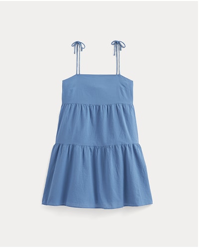 [Image]The Gauze Mini Tiered Dress | Soft Cobalt