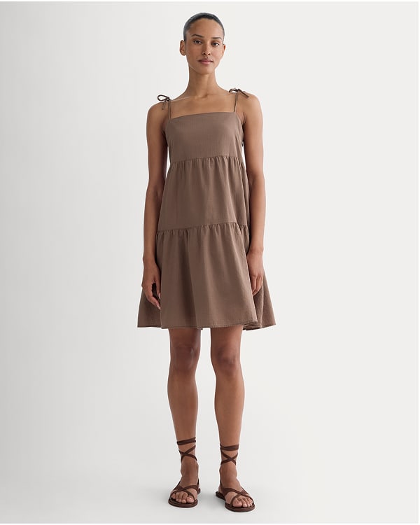 [Image] The Gauze Mini Tiered Dress | Mocha