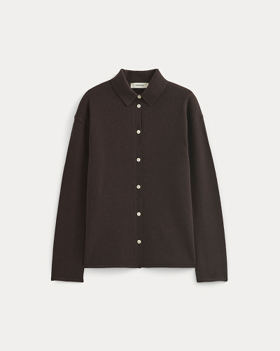 Image | Cashmere Button-Up Shirt | Dark Chocolate