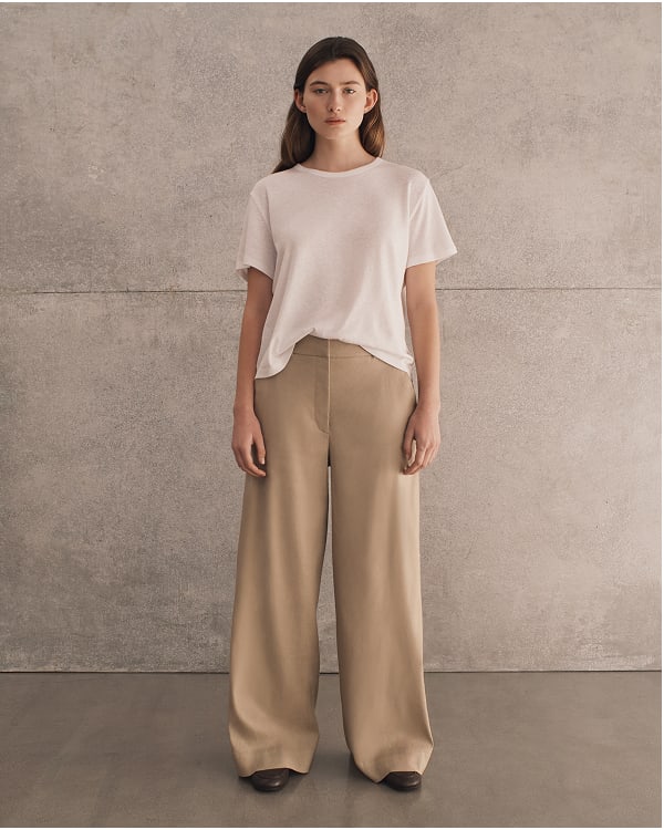 [Image]The Wide-Leg Pant in Stretch Linen | Trench Coat Khaki