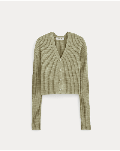 [Image]The Ribbed Cardigan in Cotton Linen | Eucalyptus