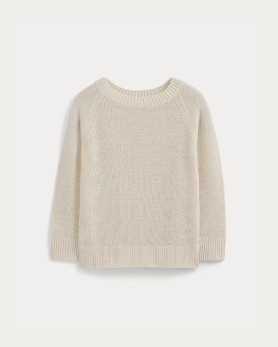 Image | Wide-Neck Crew Sweater in Tape Yarn | Bone