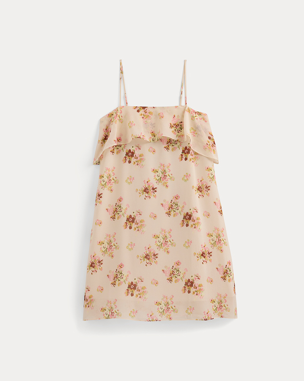 Image | Scarf-Tie Mini Dress in Silk Georgette | Vintage Floral  