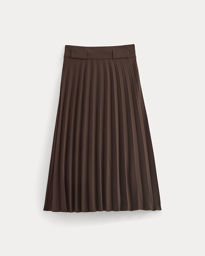 Image | Pleated Crepe Midi Skirt Regular | Dark Chocolate