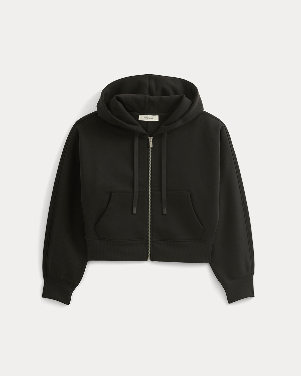 Image | Luxe Fleece Full-Zip Cropped Hoodie | Black