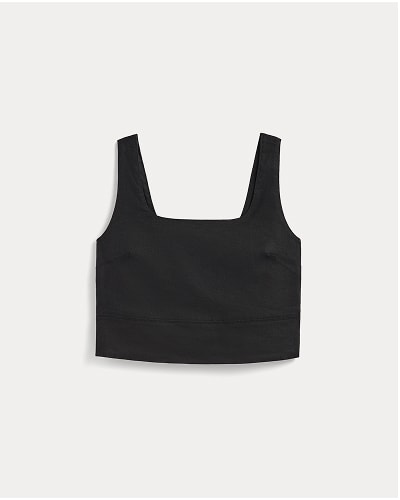 [Image]The Square Tank in Stretch Linen | Black