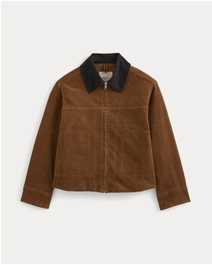 Image | Stretch Corduroy Zip Jacket | Toffee
