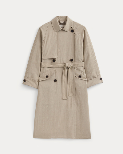 Image | Drapey Twill Trench | Khaki