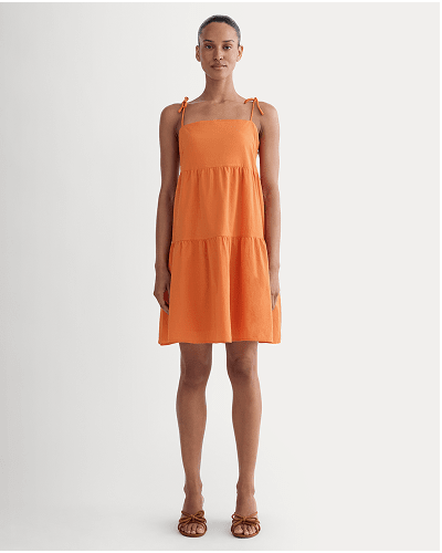 [Image]The Gauze Mini Tiered Dress | Soft Orange