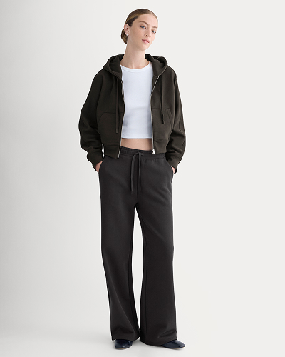 Image | Luxe Fleece Full-Zip Cropped Hoodie | Black