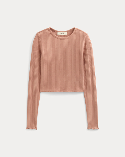 Image | Lounge Rib Cropped Shirt | Ash Rose