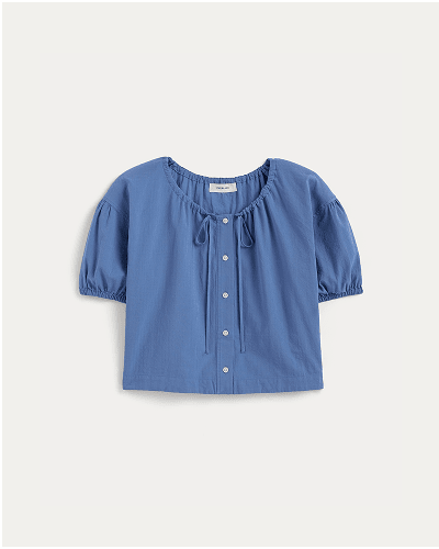 [Image]The Gauze Button-Up | Soft Cobalt