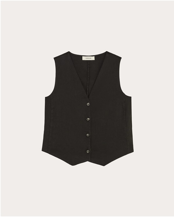[Image]The Vest in Stretch Linen | Black