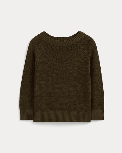 Image | Wide-Neck Crew Sweater in Tape Yarn | Beech