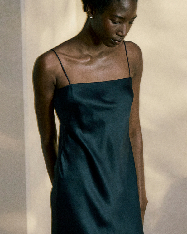 Image | Slip Dress in Silk Charmeuse | Navy