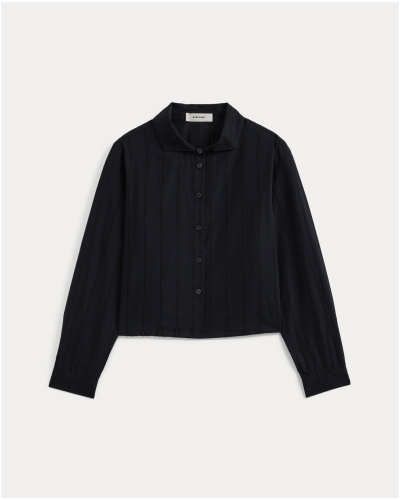 Image | Textured Mini Collar Shirt | Black