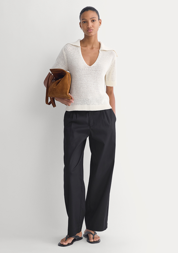 Image | Model in Open Collar Polo | Bone