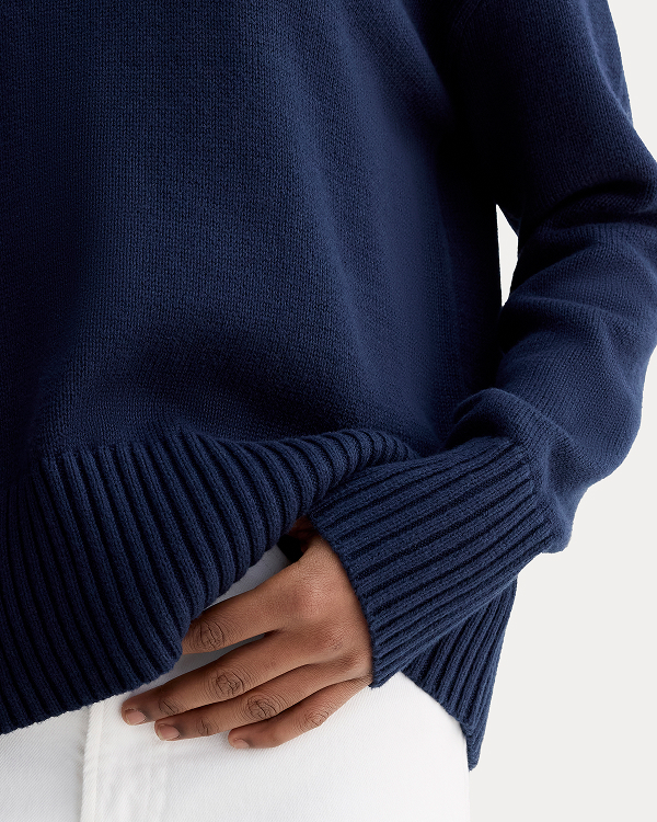 Image | The Boxy Sweater in Everyday Cotton |  Navy