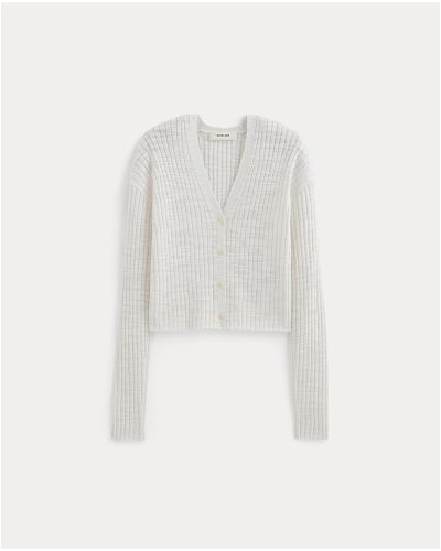 [Image]The Ribbed Cardigan in Cotton Linen | White