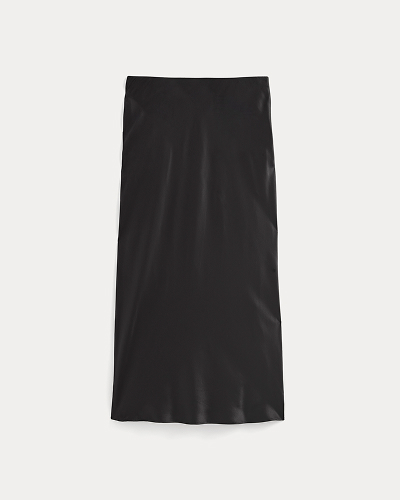 Image | Slip Skirt in Silk Charmeuse | Black
