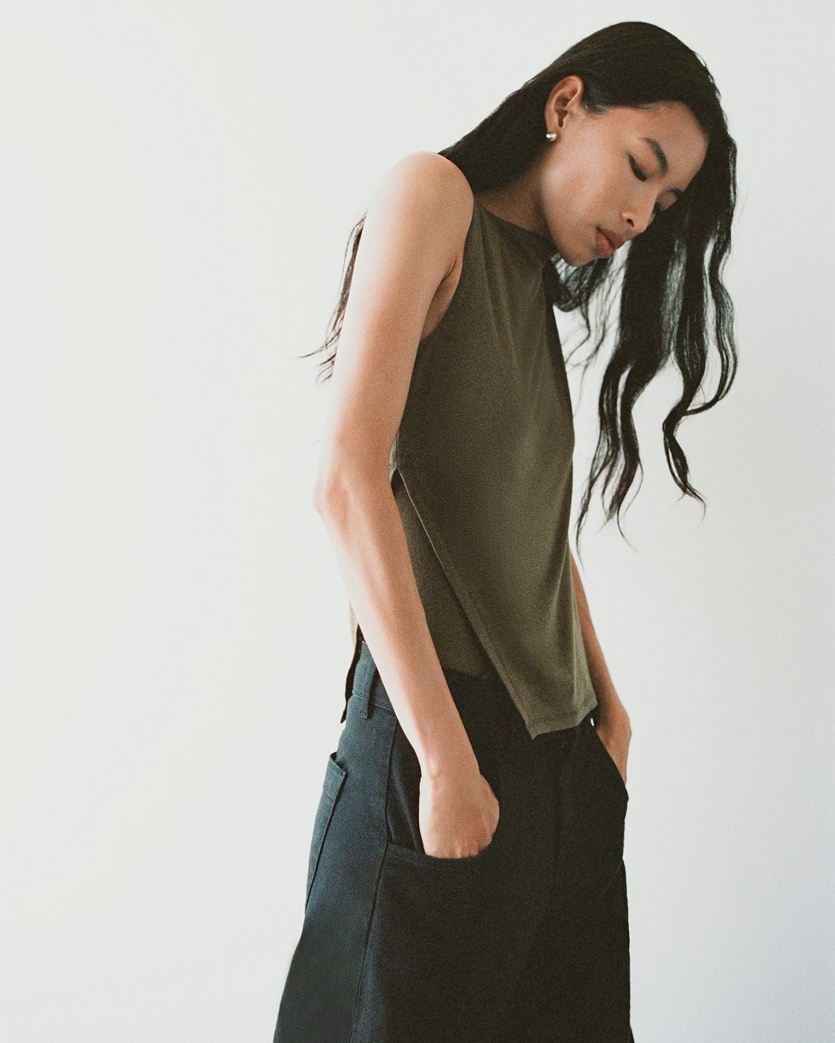  Editorial Image | Model in Tissue Boatneck Tank | Beech
