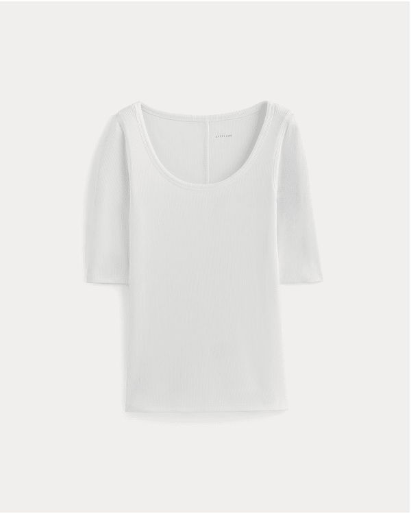 Image | The Luxe Rib Scoop-Neck Tee | White