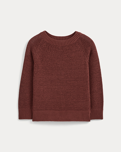Image | Wide-Neck Crew Sweater in Tape Yarn | Henna Red
