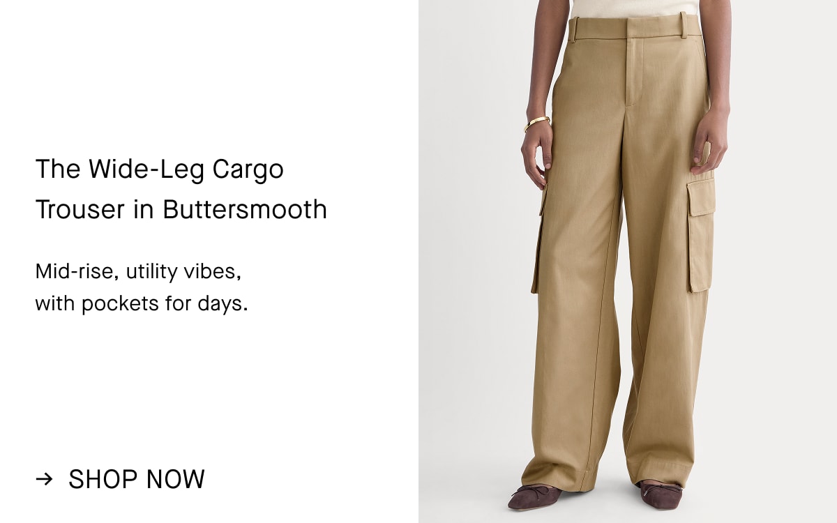 Image | The Wide-Leg Cargo Trouser in Buttersmooth | Mid-rise, utility vibes,  with pockets for days. | Shop Now