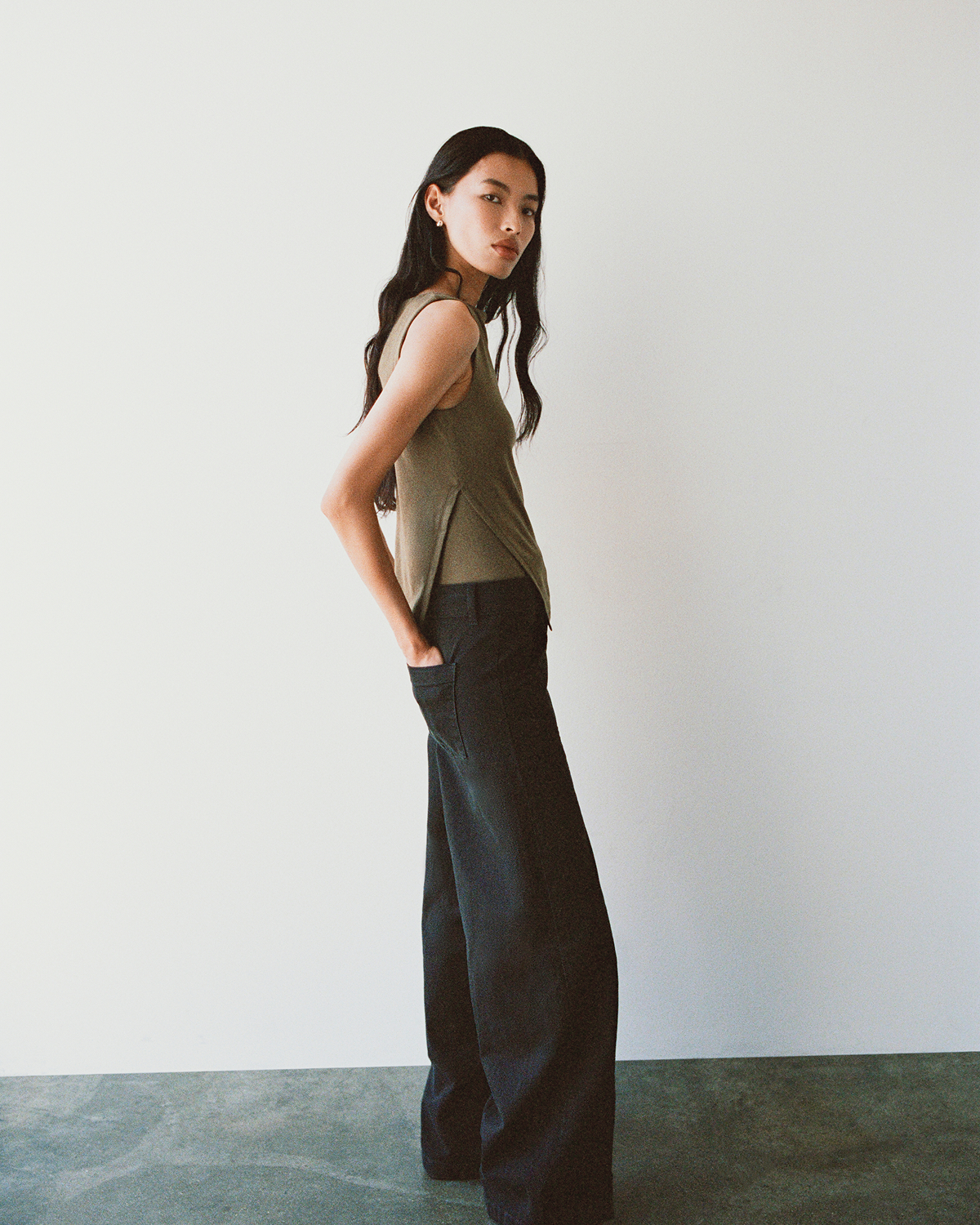  Editorial Image | Model in Tissue Boatneck Tank | Beech