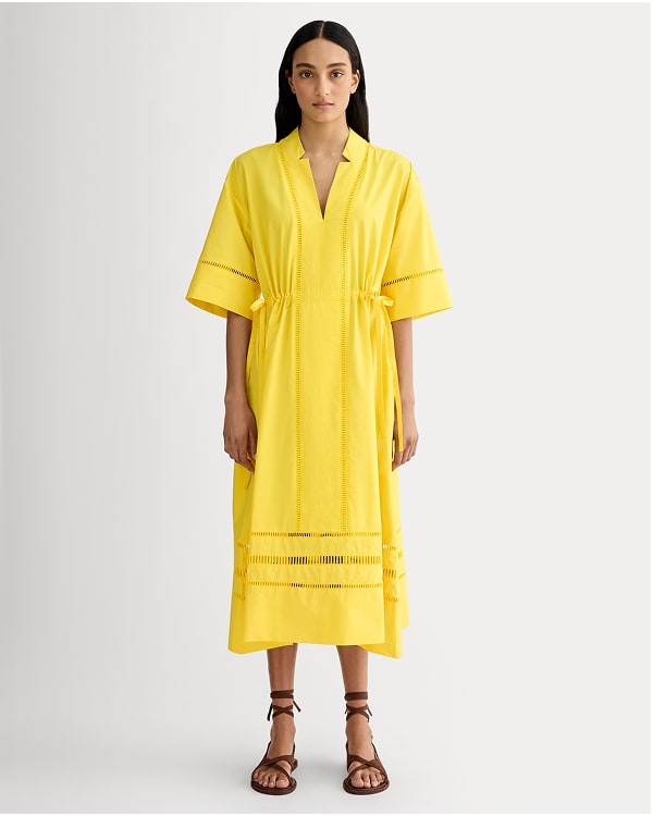 [Image]The Lace Trim Caftan Dress | High Visibility Yellow