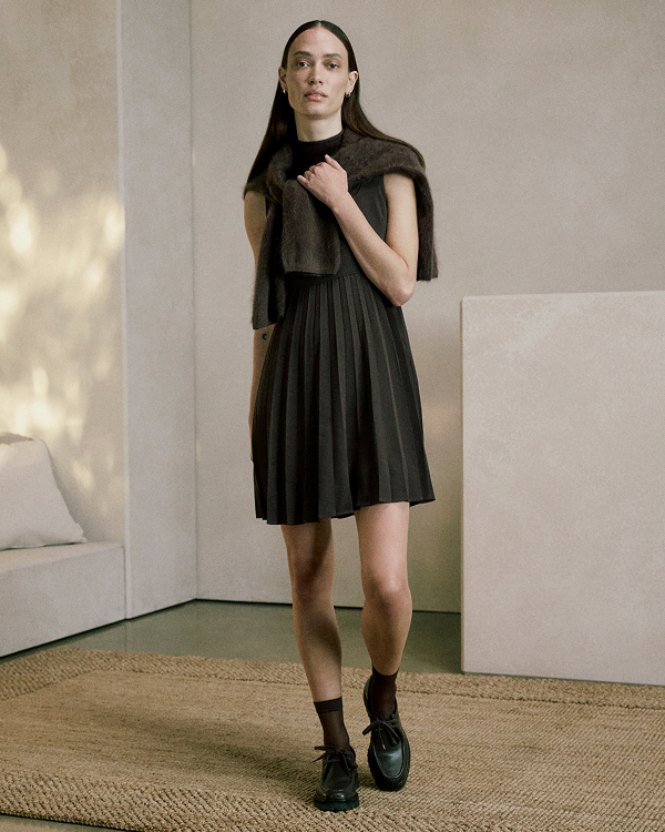 Image | Drapey Crepe Mini Dress | Black