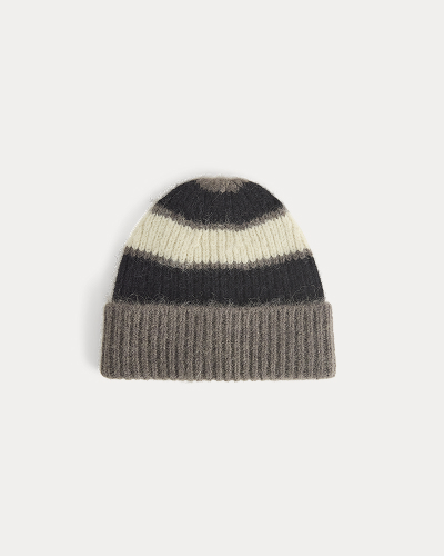 Image | Plush Alpaca Beanie | Mid Grey Heather/Black/Bone