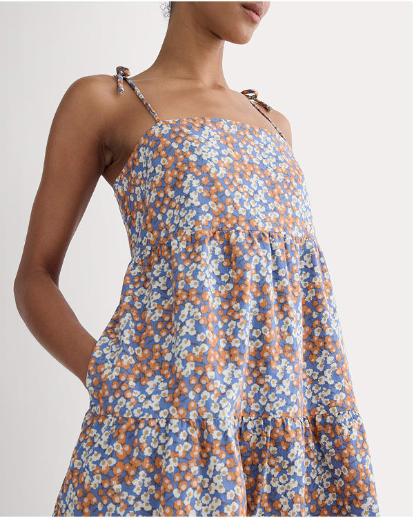 [Image] The Gauze Mini Tiered Dress | Soft Cobalt Floral