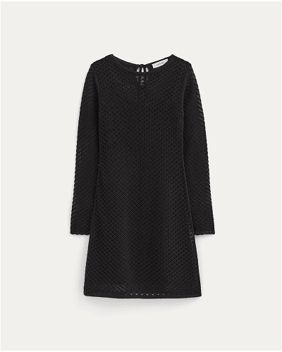 Image | The Lace Knit Mini Dress | Black