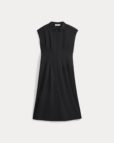 Image | Muscle Shirtdress in Lightweight Cotton | Black