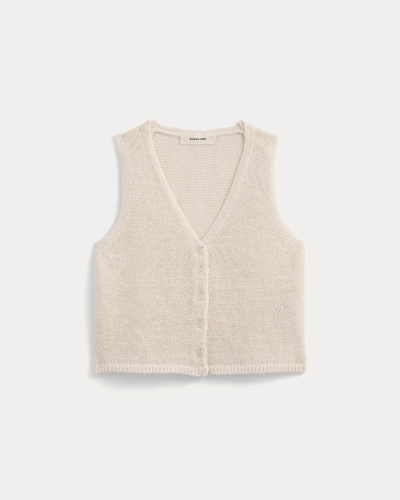 Image | Button-Front Tank in Tape Yarn | Bone